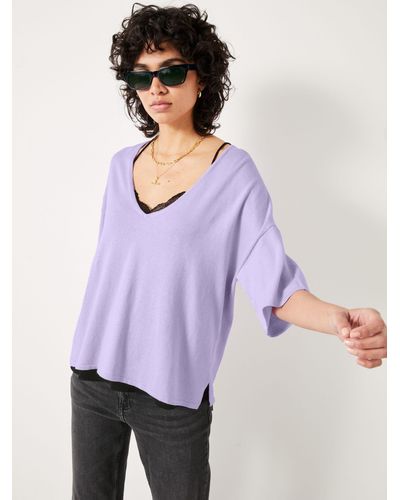 Hush Cierra V-neck Knitted Top - Purple