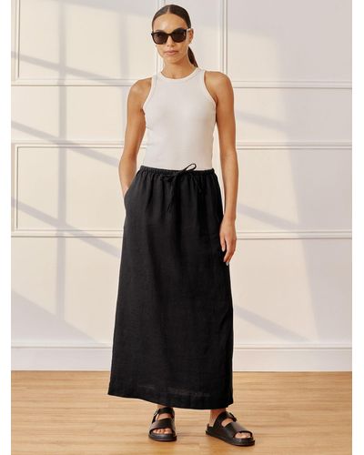 Albaray Linen A-line Maxi Skirt - Black