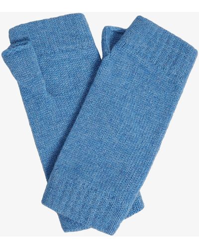 Brora Cashmere Fingerless Gloves - Blue