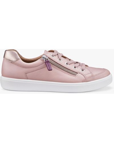 Hotter Chase Ii Extra Wide Fit Leather Zip And Go Trainers - Pink