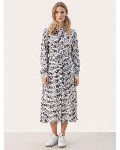 Part Two Shelby Ether Graphic Print Midi Shirt Dress - Grey
