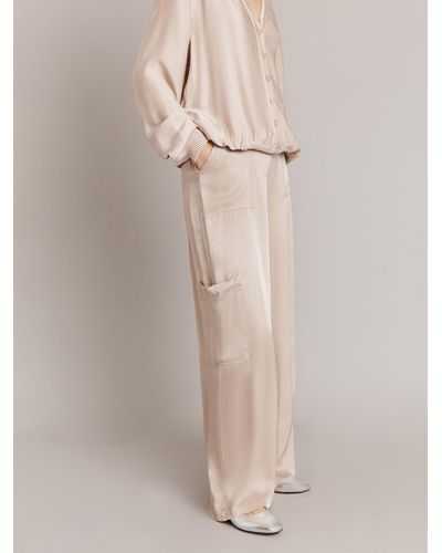Ghost Aurora Cargo Style Satin Trousers - Natural