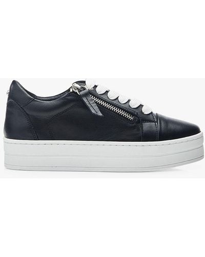 Moda In Pelle Abbiy Zip Detail Leather Trainers - Black