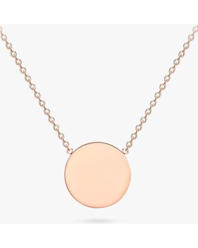 Ib&b Personalised 9ct Rose Gold Single Disc Pendant Necklace - Natural