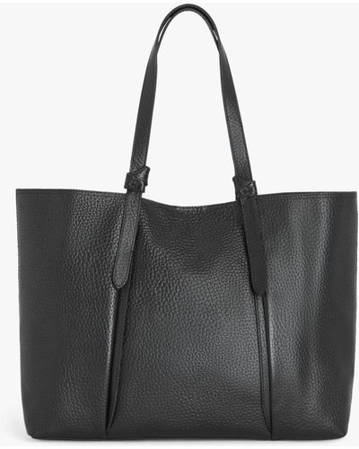 John Lewis Knot Handle Leather Tote Bag - Black