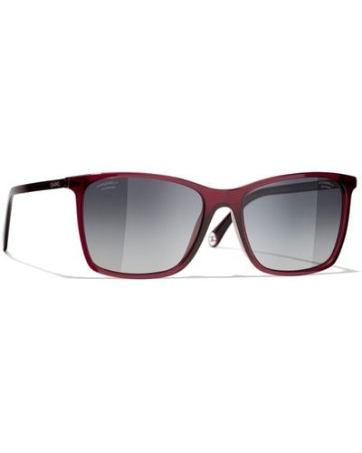 Chanel Rectangular Sunglasses Ch5447 Dark Red/grey Gradient