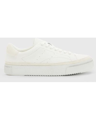 AllSaints Trish Leather Lace Up Trainers - Natural