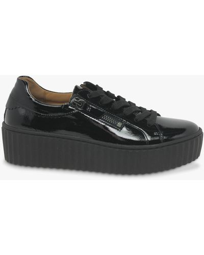 Gabor Dolly Leather Flatform Trainers - Black