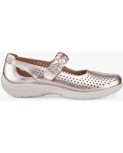 Hotter Quake Ii Extra Wide Fit Perforated Leather Mary Jane Shoes - White