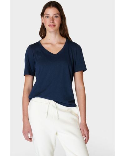 Sweaty Betty Essential Organic Cotton Blend V-neck T-shirt - Blue