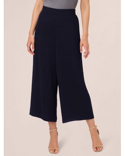 Adrianna Papell Textured Satin Cropped Trousers - Blue