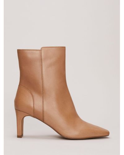 Phase Eight Slim Block Heel Leather Ankle Boots - Brown