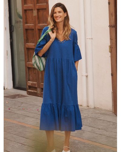 Nrby Sabrina Cotton Midi Dress - Blue