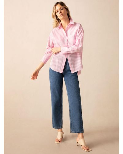 Ro&zo Stripe Oversized Shirt - Pink