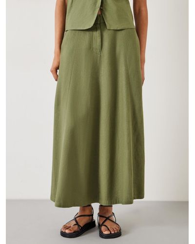 Hush Juliah Linen Blend Maxi Skirt - Green