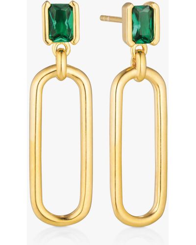 Sif Jakobs Jewellery Roccanova Lungo Cubic Zirconia Stud Oval Drop Earrings - Multicolour
