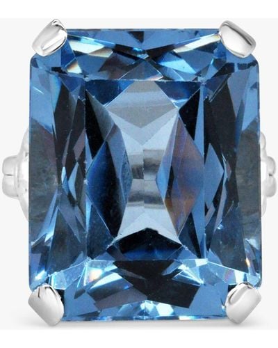 Milton & Humble Jewellery Second Hand 9ct White Gold Topaz Cocktail Ring - Blue