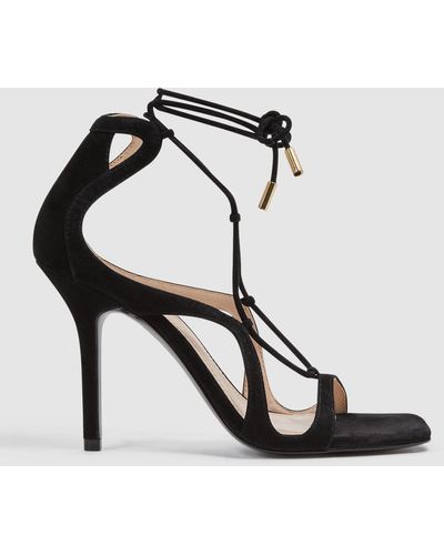 Reiss Kate Swirl-strap Heeled Leather Sandals - Black