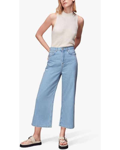 Whistles Wide Leg Cropped Jeans - Blue