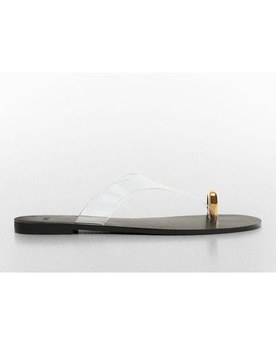 Mango Ring Vinyl Leather Sandals - White