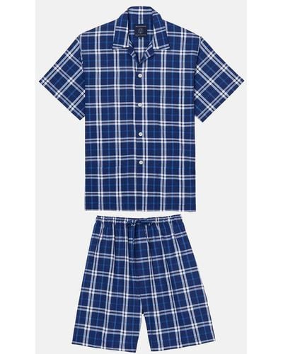 British Boxers Cotton Short Pyjama Set - Blue