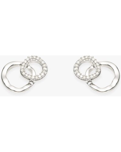 John Lewis Mini Interlocking Diamond Stud Earrings - Metallic