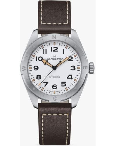 Hamilton Khaki Field Expedition Automatic Leather Strap Watch - Grey