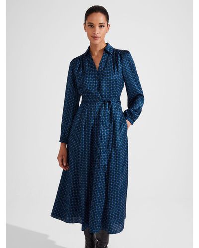 Hobbs Yvonne Geometric Print Shirt Dress - Blue