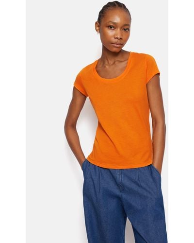 Jigsaw Supima Cotton Scoop Neck T-shirt - Orange