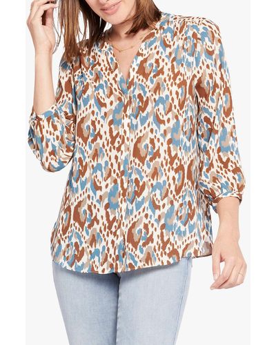 NYDJ Pintuck Graphic Blouse - White