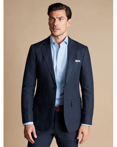 Charles Tyrwhitt Linen Classic Fit Jacket - Blue