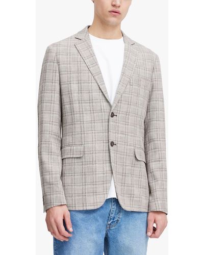 Casual Friday Bille Checked Single Breasted Blazer - Grey