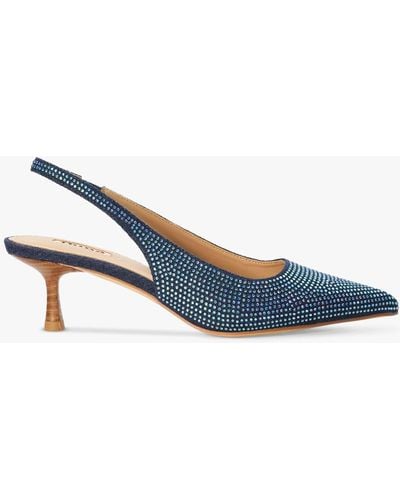Dune Colette Embellished Denim Slingback Court Shoes - Blue