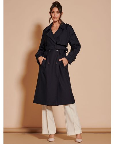Jolie Moi Double Breasted Trench Coat - Blue