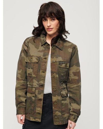 Superdry Embroidered Military Field Jacket - Brown
