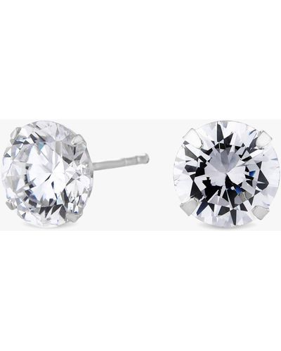 Simply Silver Sterling Silver 925 Cubic Zirconia Solitaire Stud Earrings - White