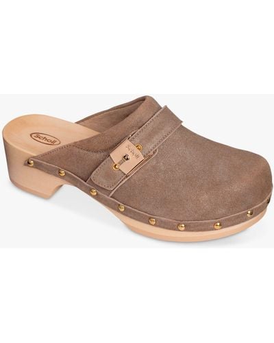 Scholl Pescura Leather & Wood Clog - Brown