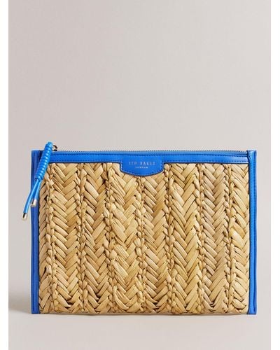 Ted Baker Ivelin Woven Seagrass Clutch Bag - Blue