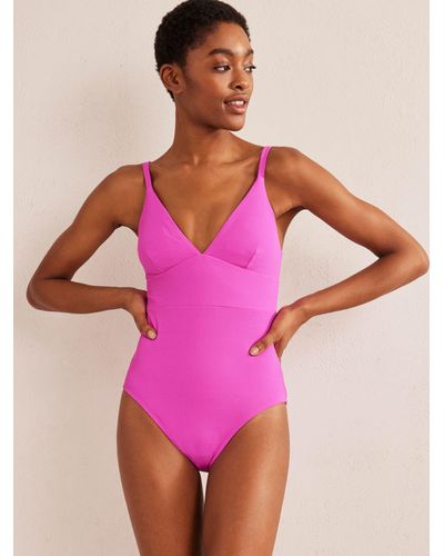 Boden Arezzo V-neck Panel Swimsuit - Pink