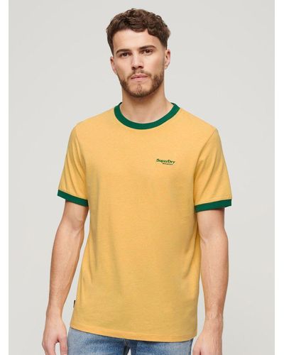 Superdry Organic Cotton Essential Logo Ringer T-shirt - Yellow