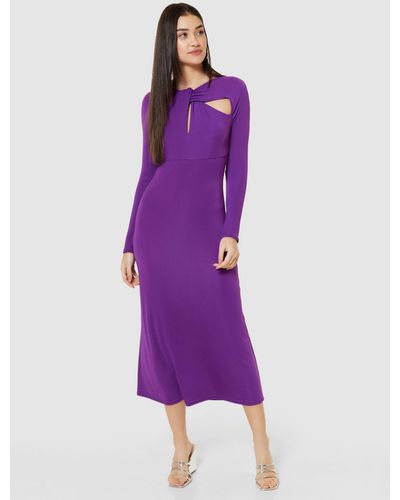 Closet Twisted Neck A-line Dress - Purple