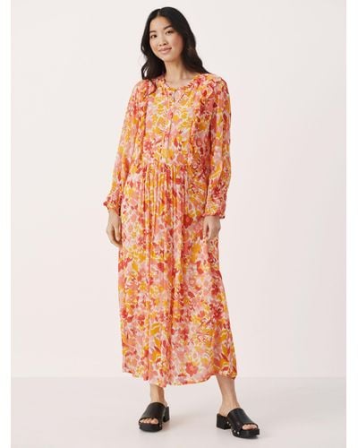 Part Two Sila Floral Long Sleeve Maxi Dress - Orange