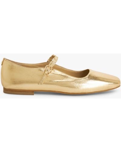 John Lewis Harrietta Mary Jane Leather Court Shoes - Natural