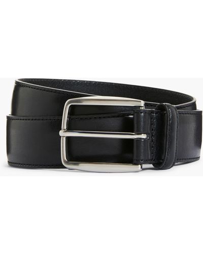 John Lewis Made In Italy 35mm Stitched Leather Belt - Black