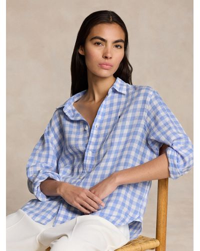Ralph Lauren Polo Gingham Linen Shirt - Blue