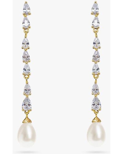 Ivory & Co. Melbourne Crystal & Faux Pearl Drop Earrings - White