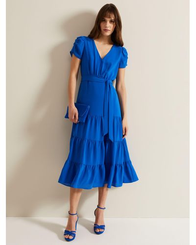 Phase Eight Lola Tiered Midi Dress - Blue