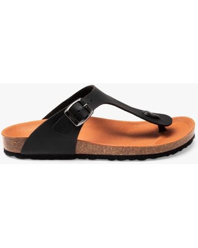 V.Gan Pea Toe Post Footbed Sandals - Black
