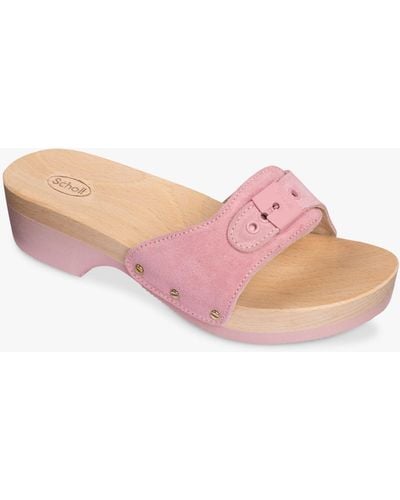 Scholl Pescura Suede Heeled Mules - Pink