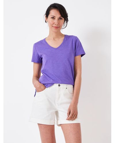 Crew Perfect V-neck Slub T-shirt - Purple
